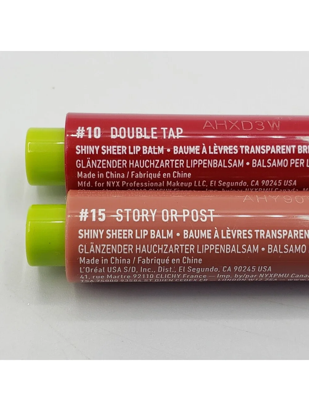 2 NYX Fat Oil Lip Slick Click Lip Balms #10 Double Tap & #15 Story Or Post NEW